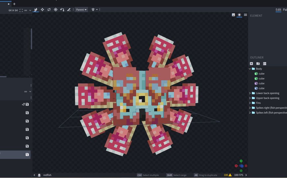 One of the new creatures (can you call this a fish?-) from Subnautica 2, turned into a Minecraft mob model. This will probably go no further than a model btw.