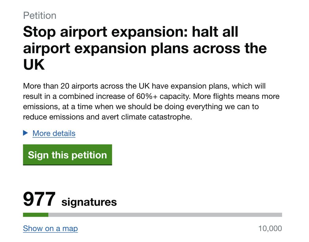 Screenshot of the petition site showing 977 signatures