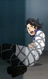 Professor Sycamore from the Pokemon XY anime tied up in a net