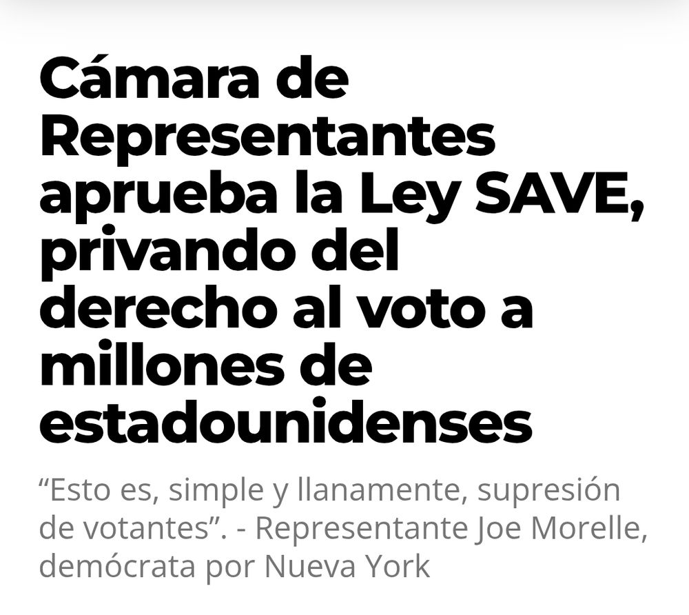 La Cámara de representantes aprueba la ley SAVE privando del derecho al voto a millones de estadounidenses.