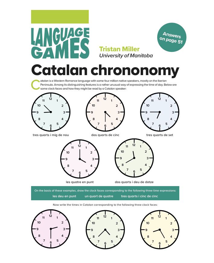 Language games: Catalan chrononomy
