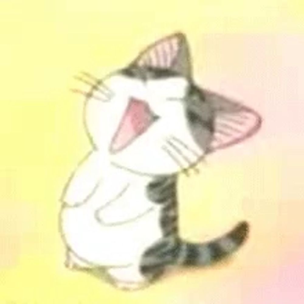 a cartoon cat is singing with its mouth wide open .