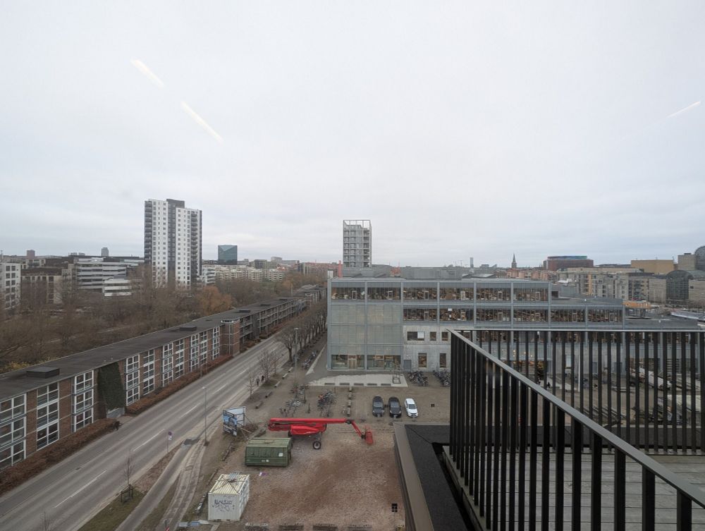 View of Aarhus, Denmark - the entire sky is covered in thick cloud cover