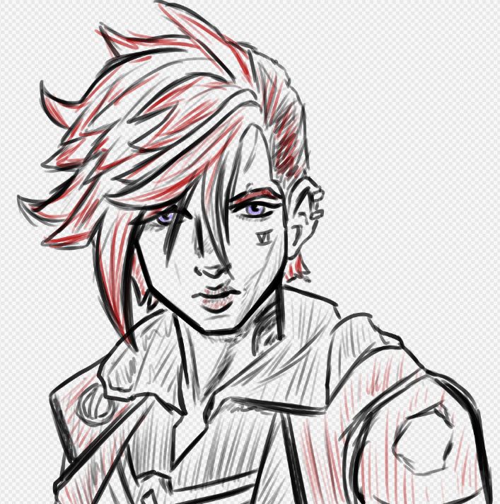 Digital art sketch of Vi from Arcane