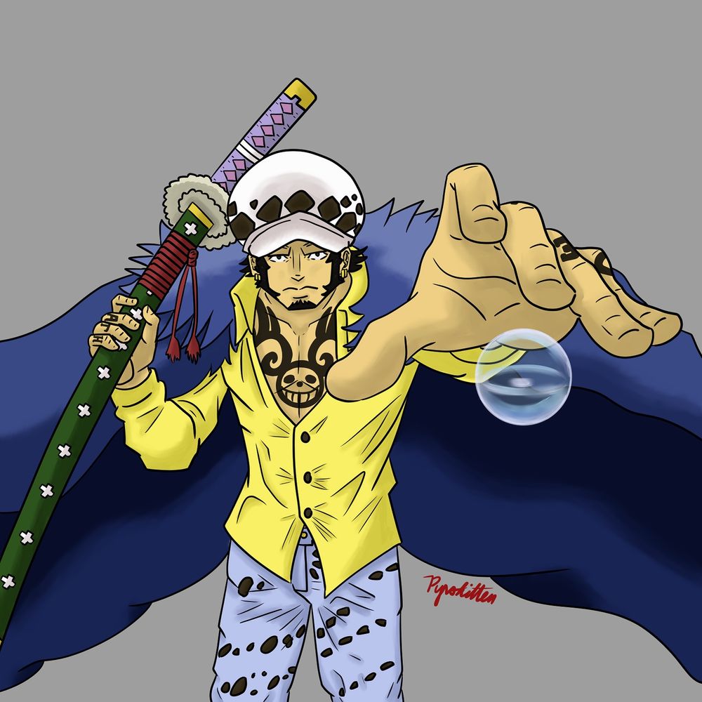 Digital fanart of Trafalgar D Water Law from One Piece