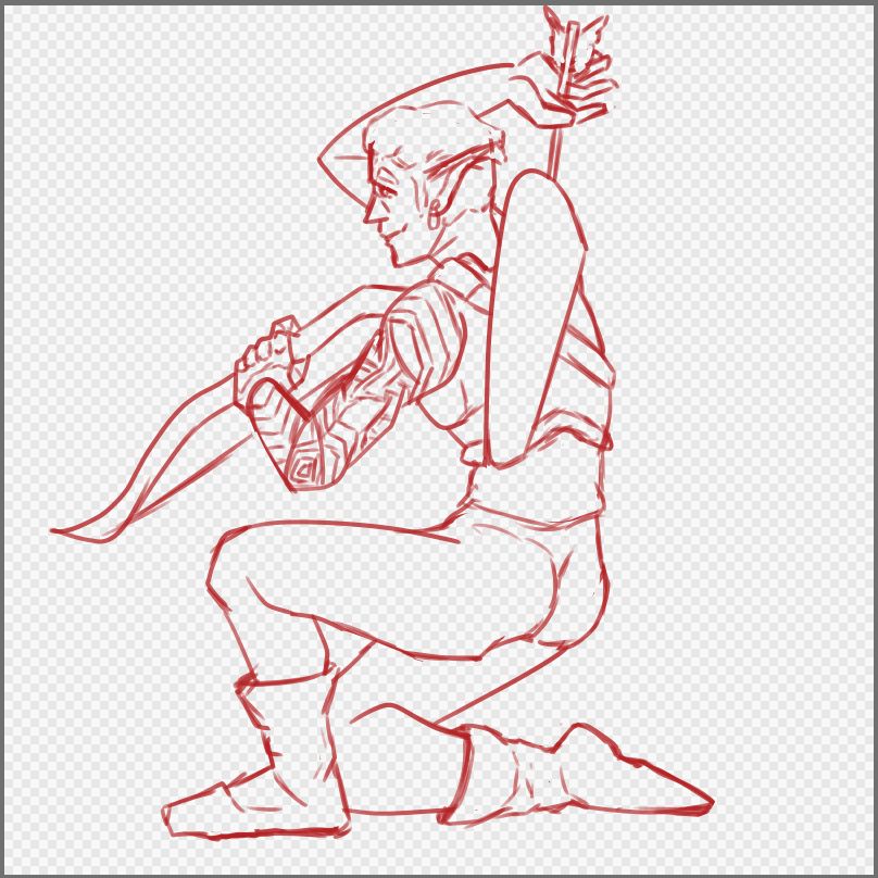 A digital base sketch of my Paladin archer Zane