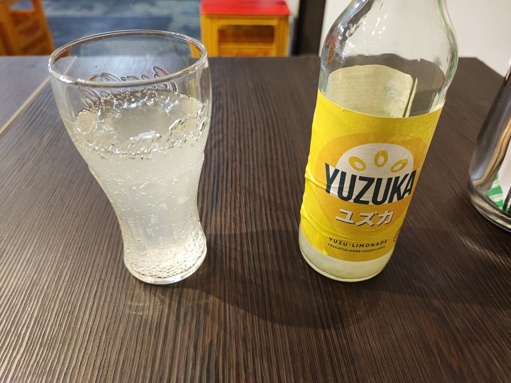 A bottle of Yuzuka (a Japanese lemonade)