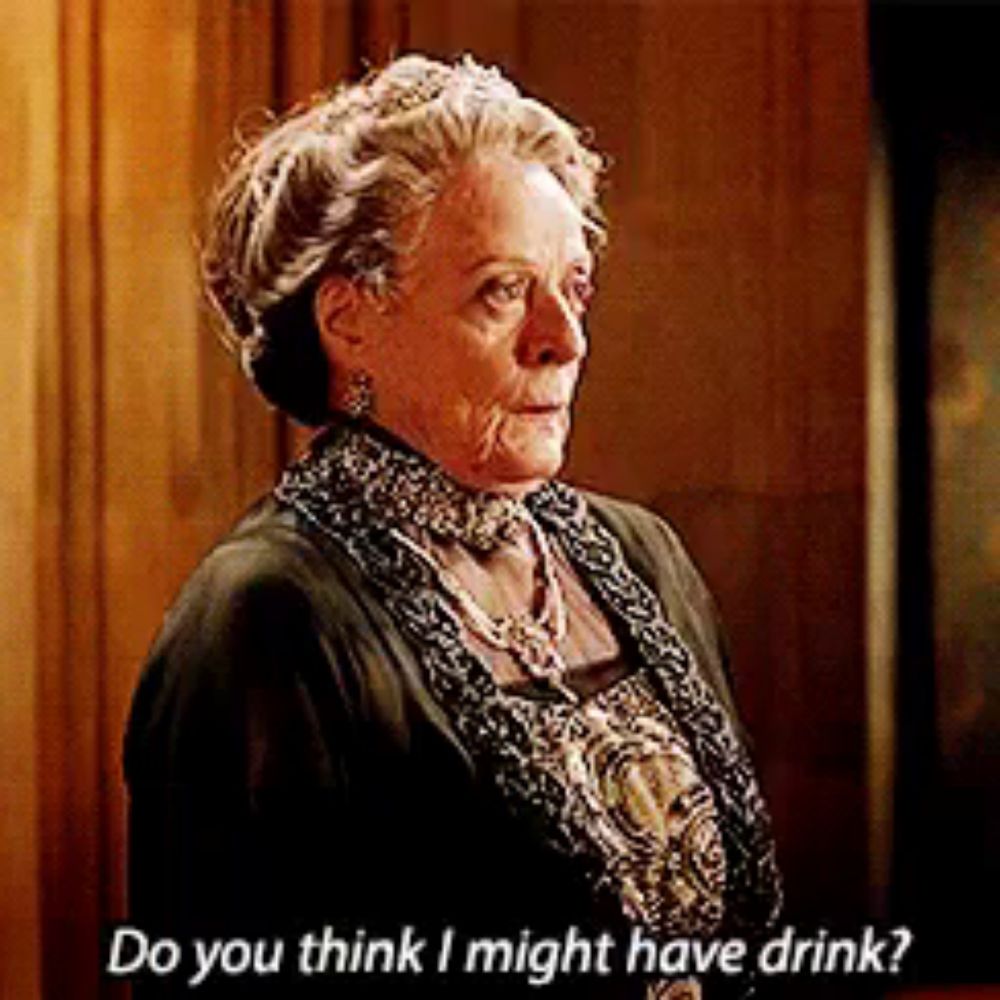 an elderly woman is asking if she might have drink