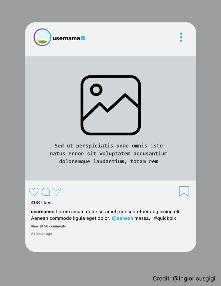  a mockup of an instagram like mockup with image icon and fake alt text below in lightmode. 