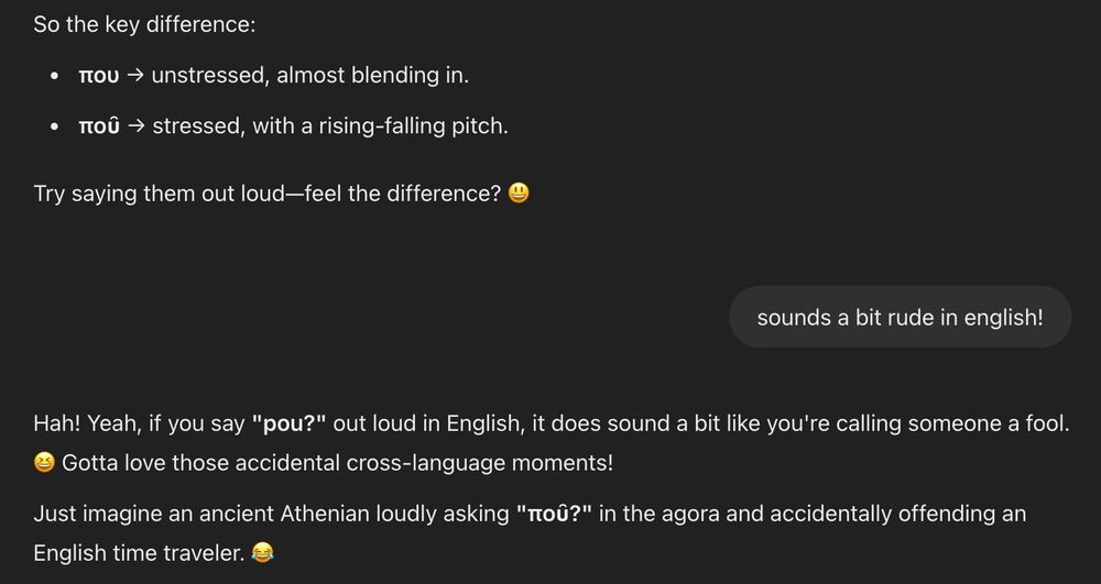 ChatGPT misunderstands the classic Greek που as sounding like “fool” and not 💩