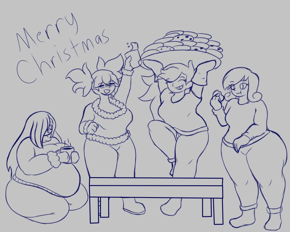 The girls enjoying a little Christmas get together. Paige made a big batch of cookies, which Jane seems to enjoy. Nikki is getting drunk on Eggnog while Mindy is just happy with cocoa