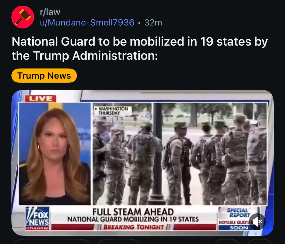 Fox News: National Guard to be mobilized in 19 states by the Trump Administration States listed in post. 