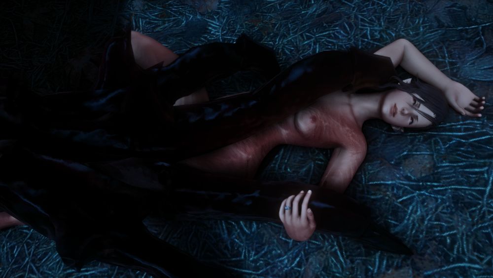 An alternative view of the previous image. Hilda's scars are bathed in the moonlight, contrasting against the stygian black of Surtr's claw.
