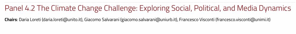 Title of Panel 4.2 in the Political Communication section at the next SISP annual conference. Highlights panel chairs and their contacts.