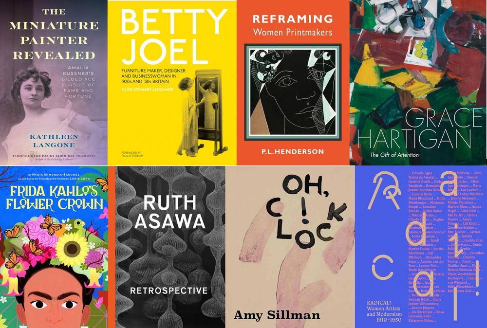Two rows of book covers, four in each row - all of books about women artists.