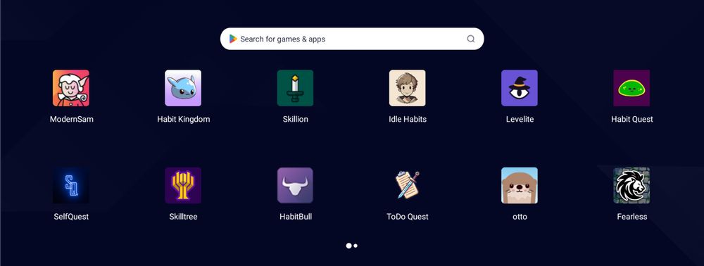 Screenshot of bluestacks with various productivity apps.