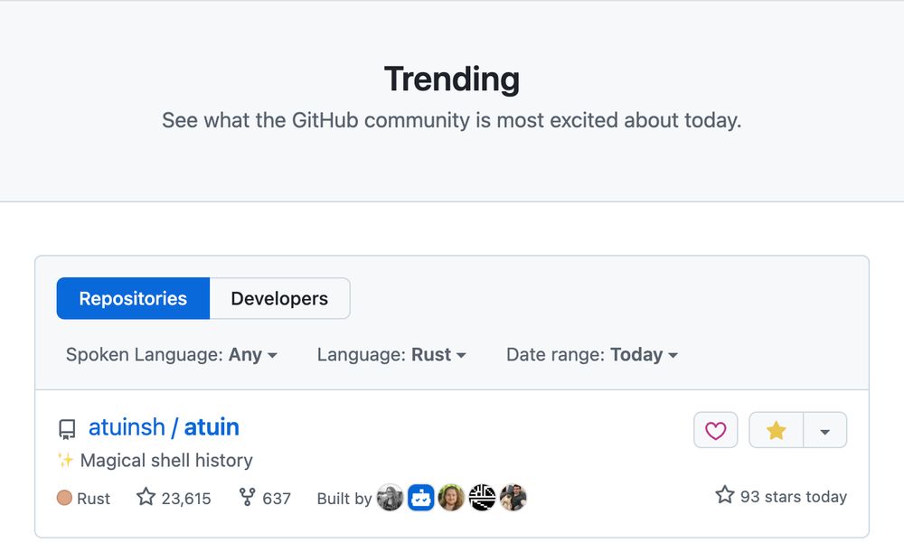 atuinsh/atuin trending on github