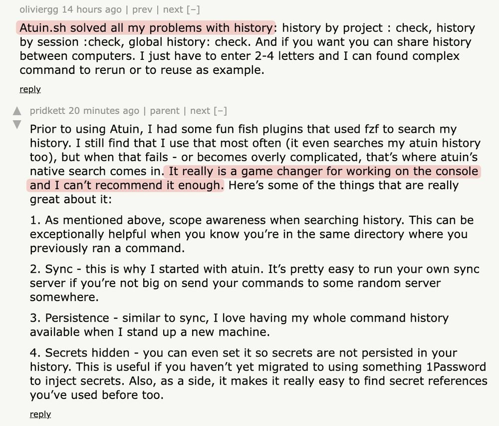 A screenshot of some hacker news comments