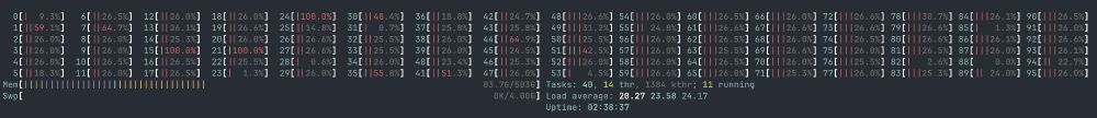 a screenshot of htop showing a lot of assets