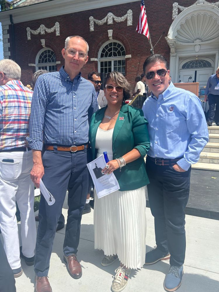 L-R:  Dean of Libraries Curtis Brundy, W. E. B. Du Bois Center Director Whitney Battle-Baptiste, and UMASS Chancellor Javier Reyes.