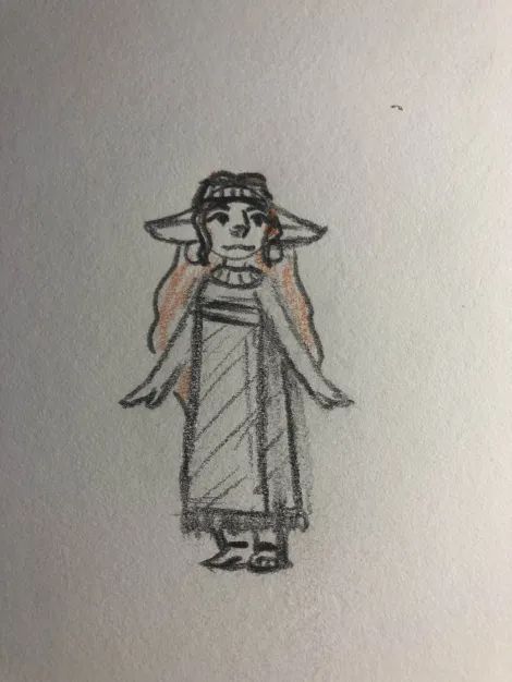 A woman from The Cradle, likely from a farming or fishing village, she has the common ethnographic feature of a short, stubby tail, which allows her to wear clothing without obstruction. 