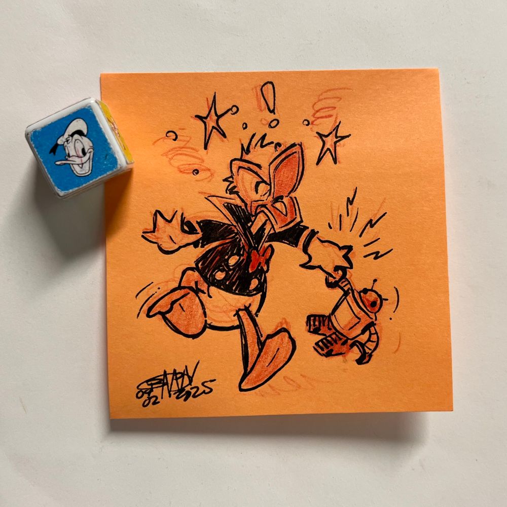 Donald I shock and pain when a small toy robot clamps its pincher on Donald’s left index finger. 