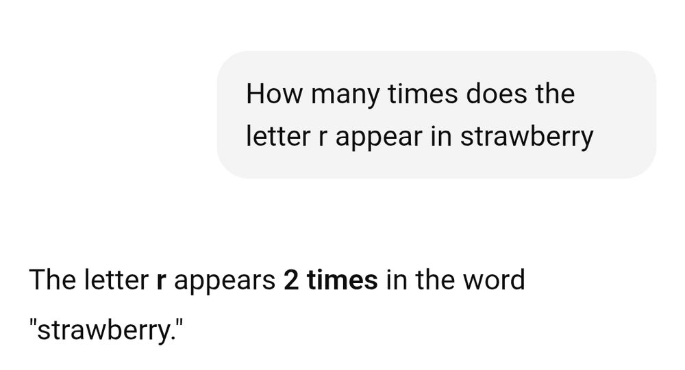 ChatGPT thinks the letter r appears 2 times in the word strawberry