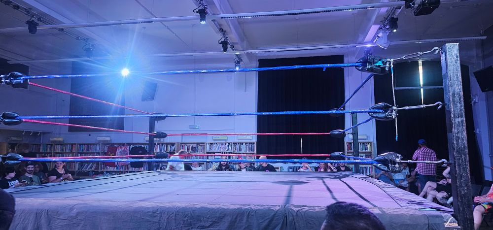 An establishing shot of Merton Arts Space prior to PURPOSE Wrestling "Feel Good Inc". 
On the card, Skye Smitson challenged David Francisco for the PURPOSE Wrestling Championship, and two opening matches in the tournament to crown PURPOSE Wrestling Tag Team Champions took place.