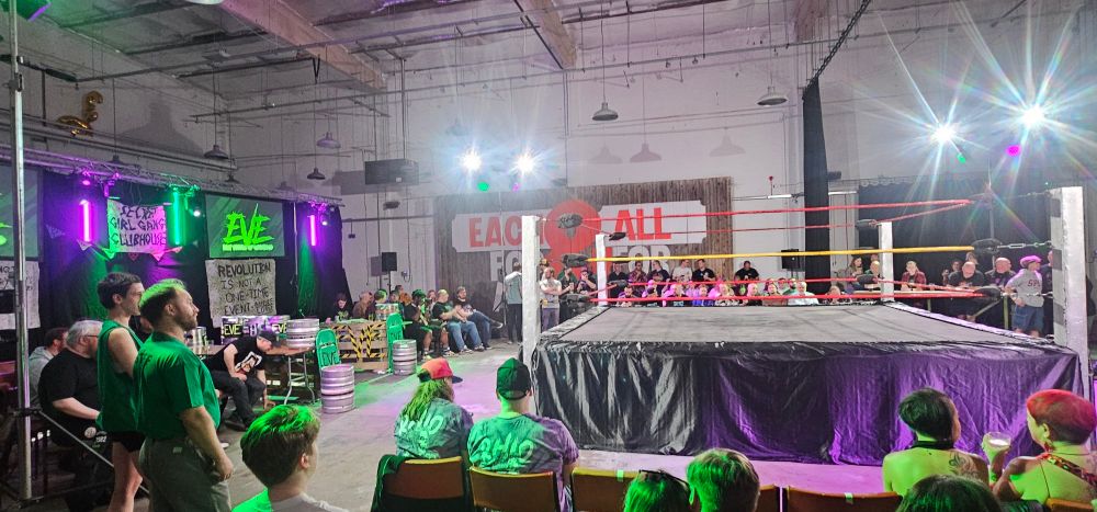 Moments before EVE's fifteenth year anniversary show began, and fans still filing into the Big Penny Social.

EVE was established in May 2010, and now can proudly claim the mantle of being the longest running, all-female, professional wrestling promotion in the Western world.