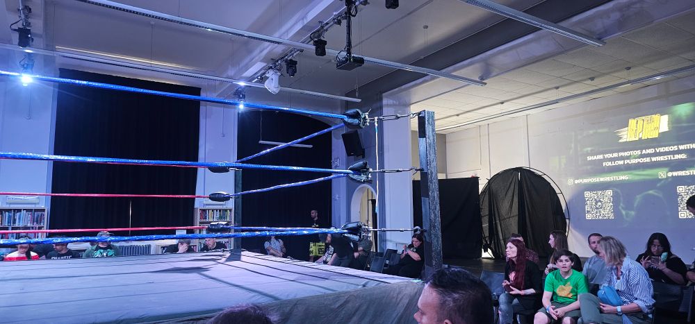 Merton Arts Space was host to a rare Saturday show from PURPOSE Wrestling here. Reptilia was the second show of a double header, alongside Rainbows and Hand Grenades. This show also faced fierce competition for fan patronage as significant shows elsewhere in the South East of England, and even shows as far afield as Leicester, provided the kind of competition that would not normally be on PURPOSE's radar in their normal Friday night slot.