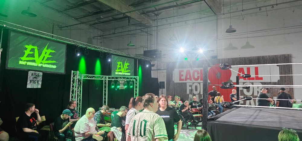 A packed crowd on hand at EVE "Mean Grrrls" await the start of the show, headlined by International Champion, Anita Vaughan, defending the title against former AEW TBS Champion, Kris Statlander.