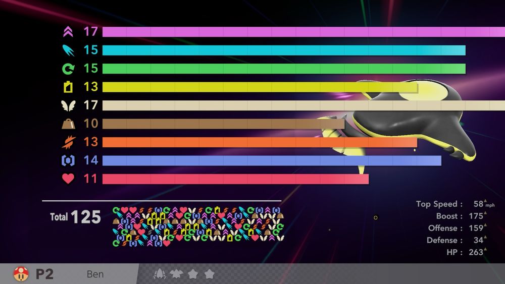 kirby air riders with a few of the bars going off the screen