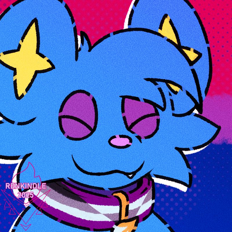 Bisexual + Aegosexual pride icon of Frieze (he/him), a Shinx