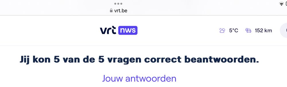 VRT NWS 5 van de 5 vragen correct 