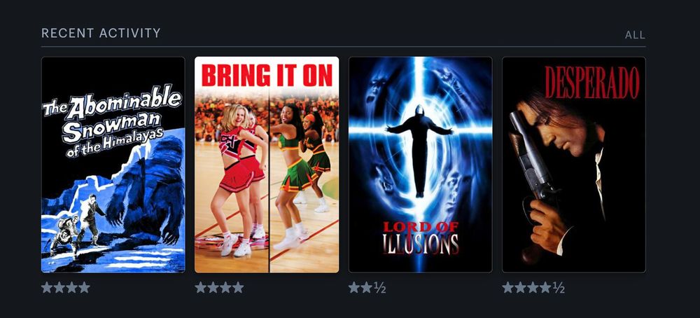 The Abominable Snowman (1957), Bring it On (2000), Clive Barker's Lord of Illusions (1995), Desperado (1995)