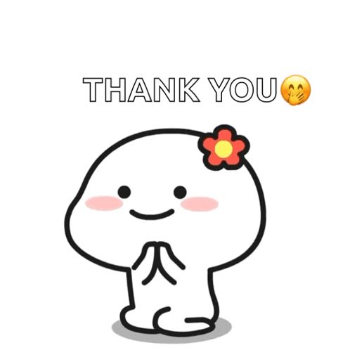 a cartoon character with a flower in her hair and the words thank you