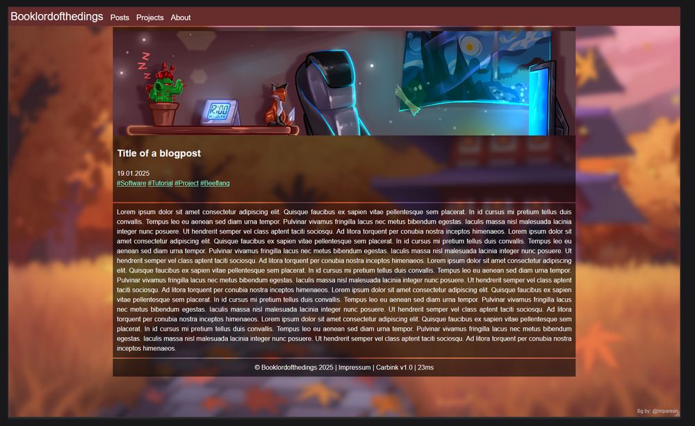 A screenshot of my website mockup of a blogpost.
It has a nice blurred image in the background and uses centered darker text for the content of the blogpost.