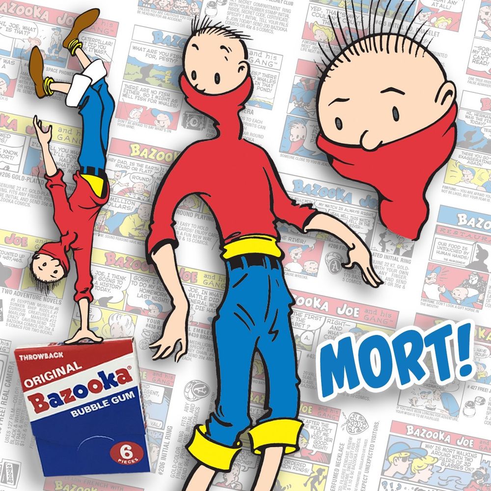 3 versions of Bazooka comic character Mort