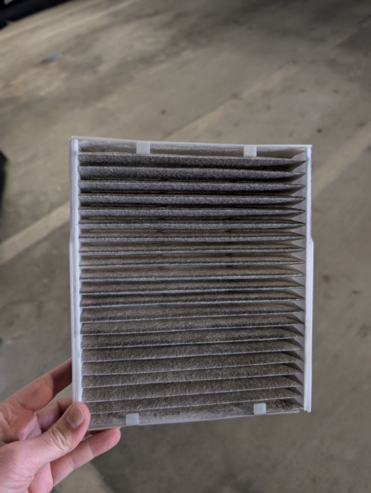 Car air filter that's relatively dirty after the LA fires.