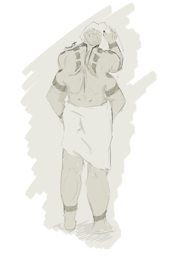 Sukuna's back after shower 