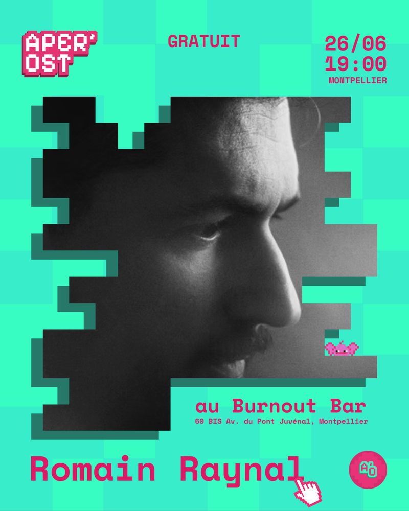 Photographie : Romain Raynal, artiste présent à l'Aper'OST 2025, événement gratuit le 26/06 à 19h00 au Burnout Bar, 60bis av. du Pont Juvénal, Montpellier
