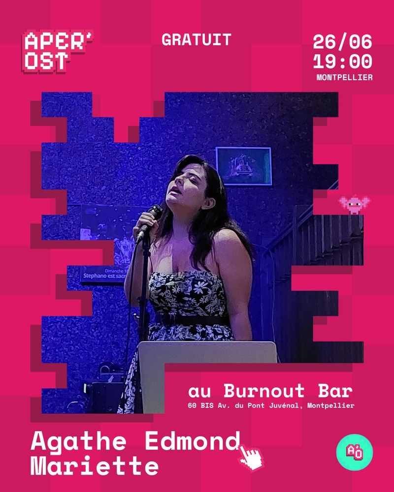 Photographie : Agathe E. Mariette, artiste présente à l'Aper'OST 2025, événement gratuit le 26/06 à 19h00 au Burnout Bar, 60bis av. du Pont Juvénal, Montpellier


