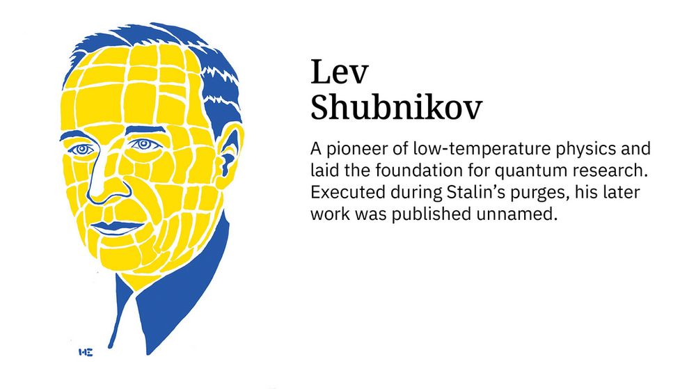 Portrait du scientifique ukrainien/soviétique Lev Shubnikov, spécialiste de physique des basses températures, dont les travaux ont contribué aux fondations de la recherche en physique quantique. Il a été exécuté le 10 novembre 1937, dans le cadre de purges ordonnées par Staline