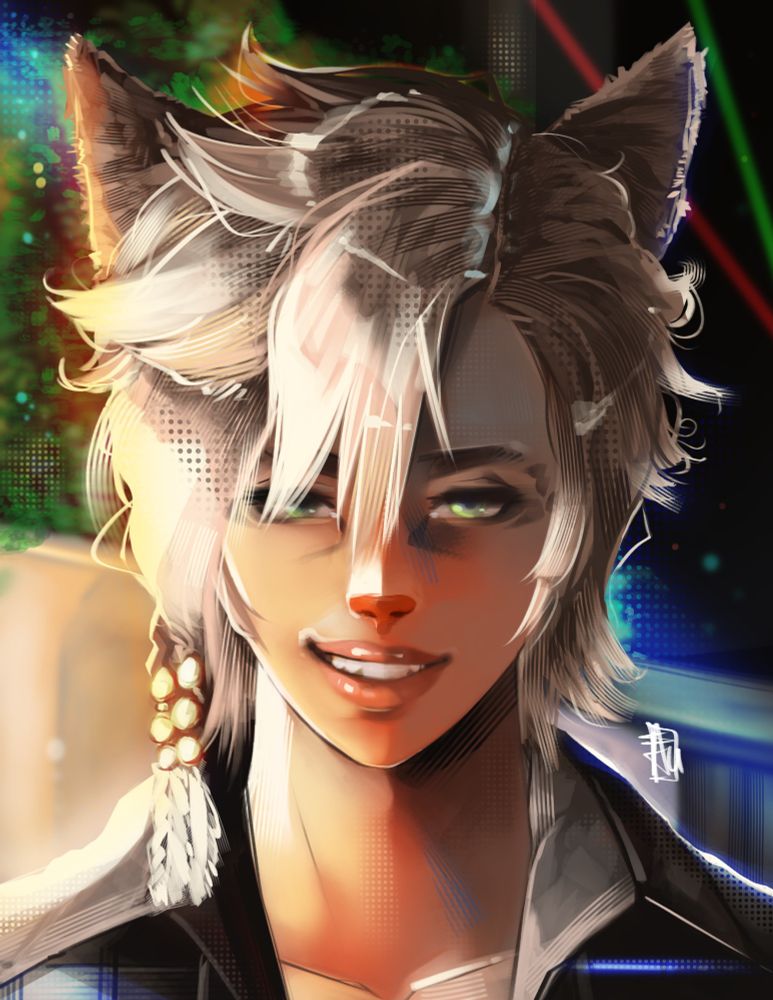 Custom commission portrait for a player in FFXIV. Final Fantasy XIV © SQUARE ENIX CO., LTD. All rights reserved.
