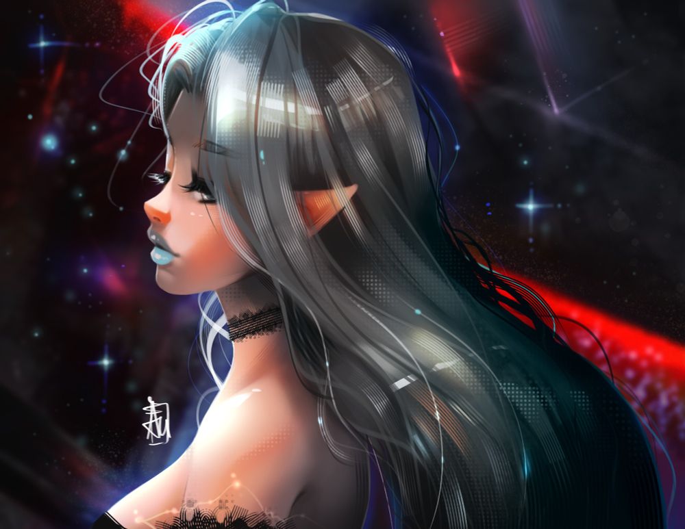 Ysayle aka "Lady Iceheart" portrait study from FFXIV. Final Fantasy XIV © SQUARE ENIX CO., LTD. All rights reserved.