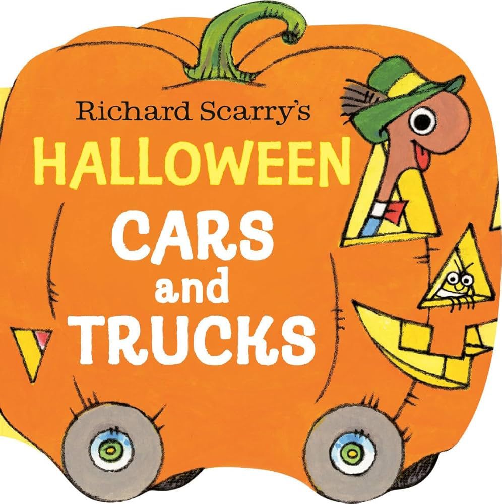 Critters riding in a pumpkin car 