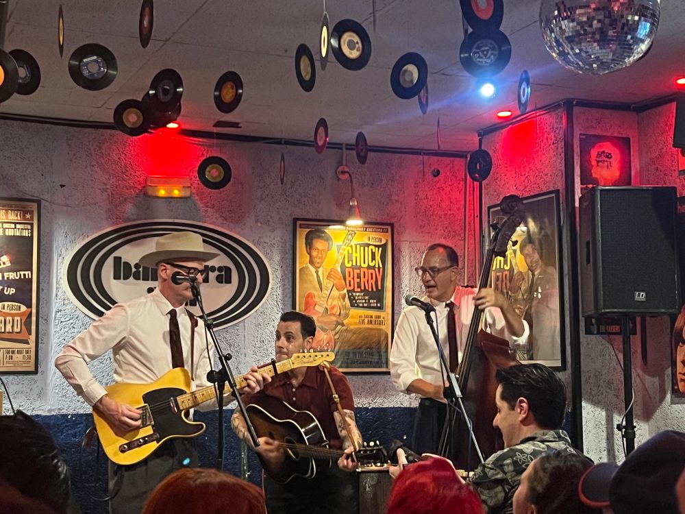 Band playing music at bar