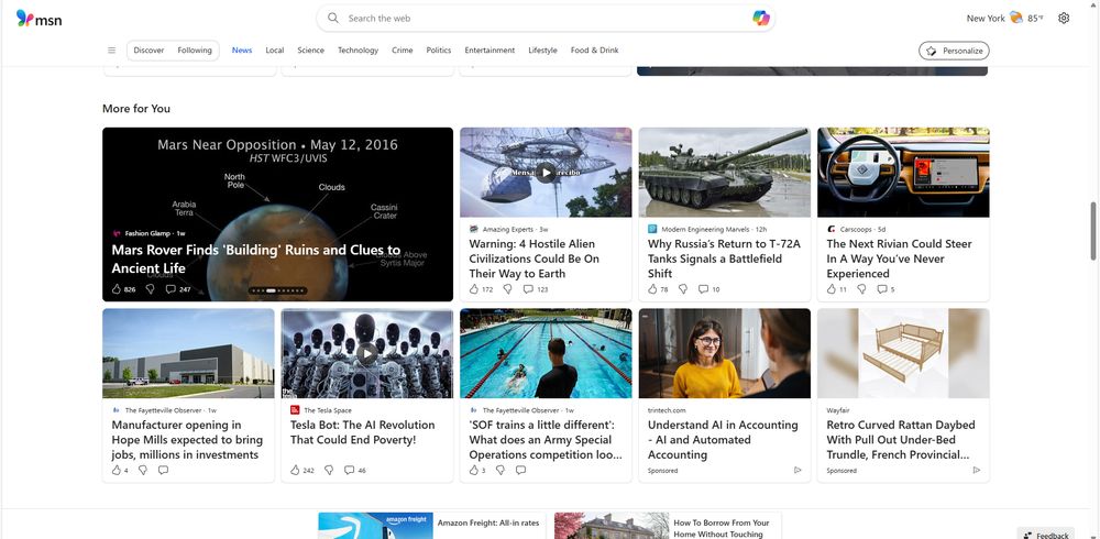 My MSN landing page tonight.