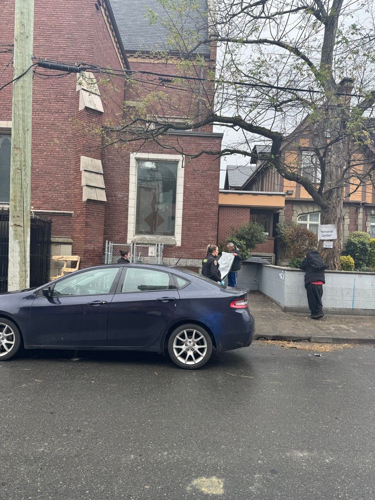 Two female Vic PD officers 
(yes two women officers are more often  allowed to work together because recruitment is so bad)
Intimidate a unhoused person and attempt to make them move along. ( they just did a major sweep on Pandora and took everybody’s stuff and threw it in the garbage…)
They oppress human rights and displace constantly. This leaves room for opportunistic crime. It is a make work project.