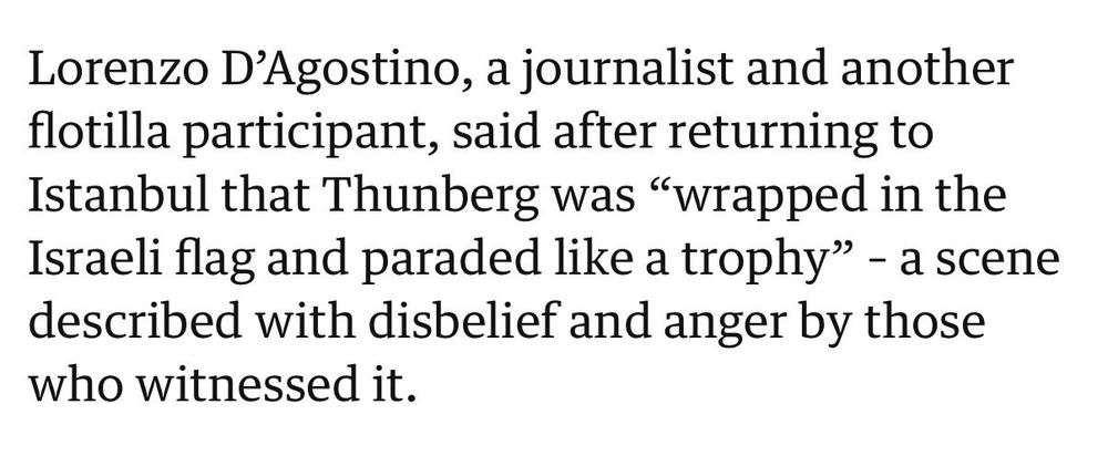 Lorenzo D’Agnostino describes Greta being wrapped in the Israeli flag and created like a trophy